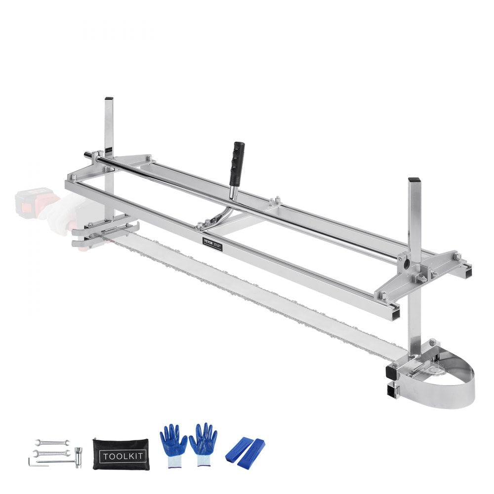 VEVOR Chainsaw Mill, Portable Sawmill 14"-48" Guide Bar, Galvanized Steel Chainsaw Planking Mill with 0.2"-11.81"