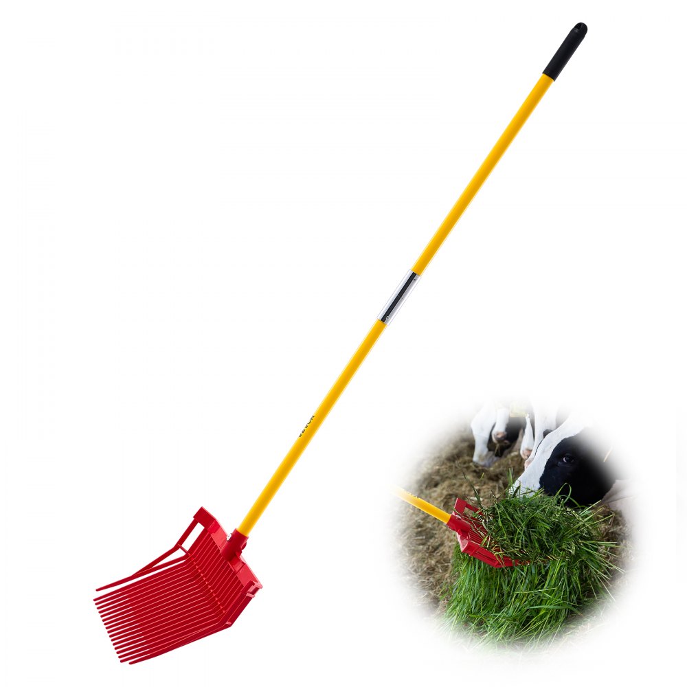 VEVOR Manure Fork, 18 Angled Tines, Horse Manure Rake with Long Fiberglass Handle, 61 in Durable Plastic Pitchfork Muck