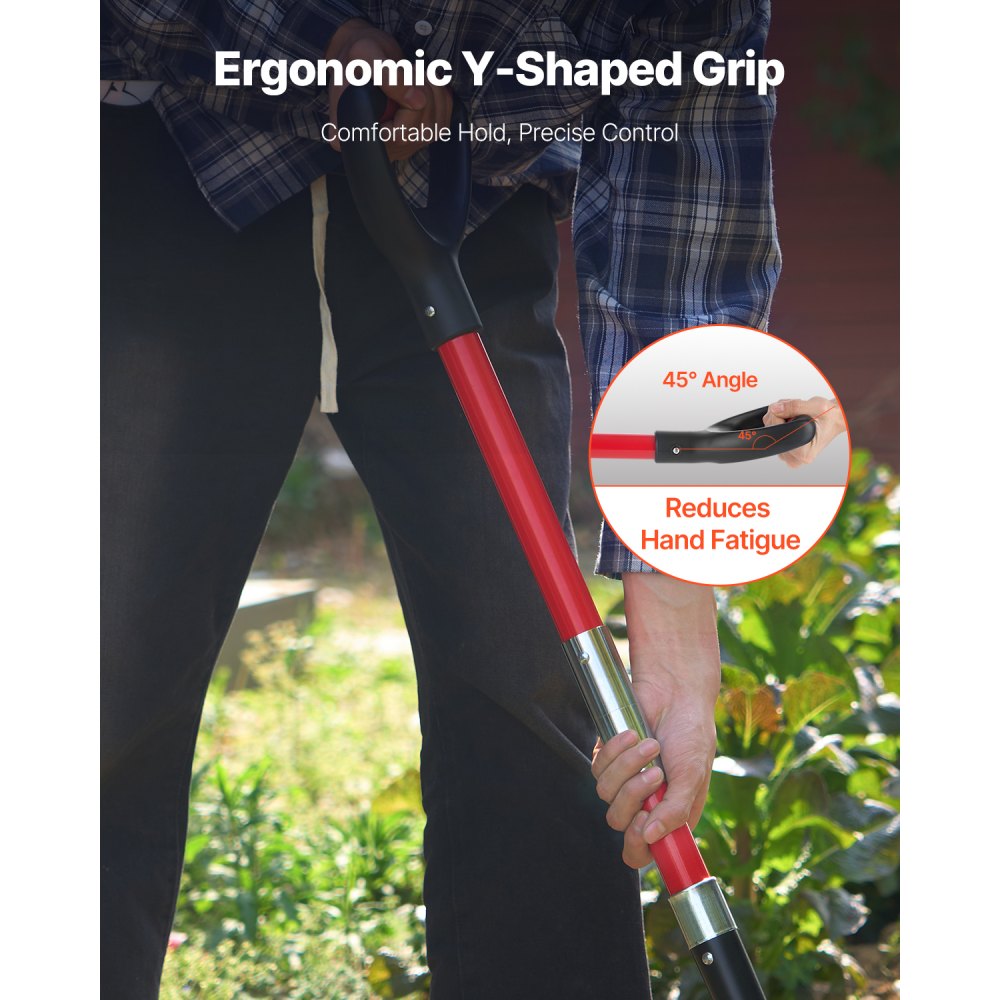 VEVOR Garden Fork, 4-Tine Gardening Pitchfork with Fiberglass Handle, 45 in Heavy Duty Digging Fork with Y Grip, Forged