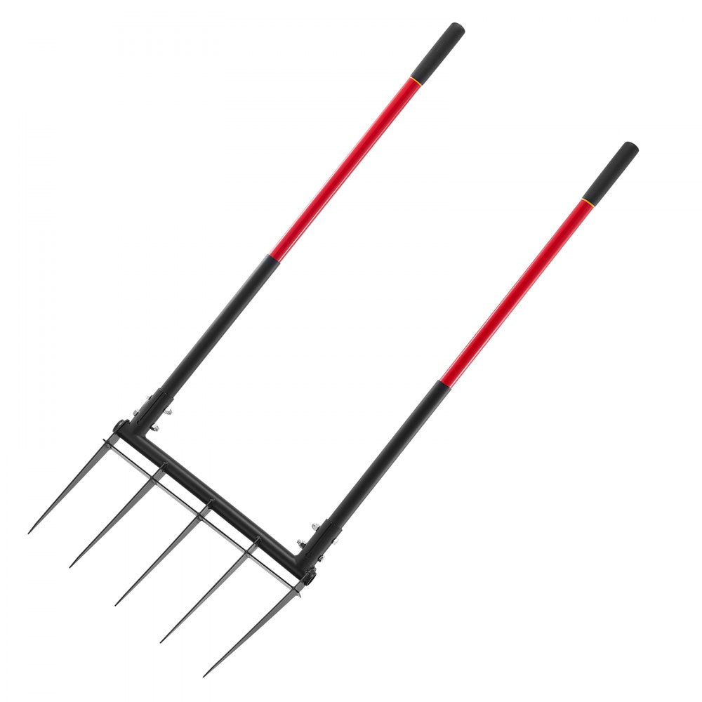 VEVOR Broad Fork, 5-Tine Pitchfork with Dual Fiberglass Handles, Heavy Duty Garden Fork , Ergonomic U-Shaped Design