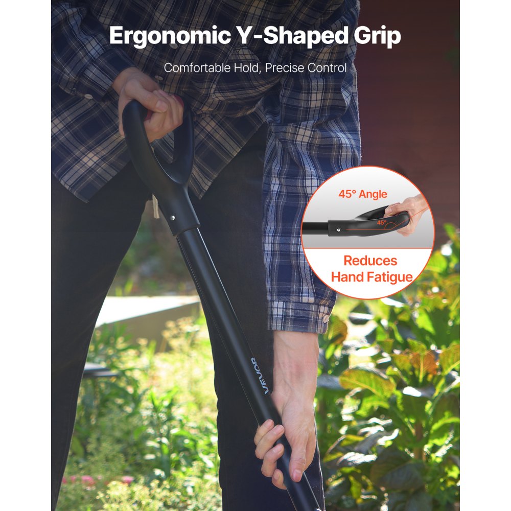 VEVOR Garden Fork, 5-Tine Gardening Pitchfork with Metal Handle, 41 in Heavy Duty Digging Fork with Y Grip, Forged