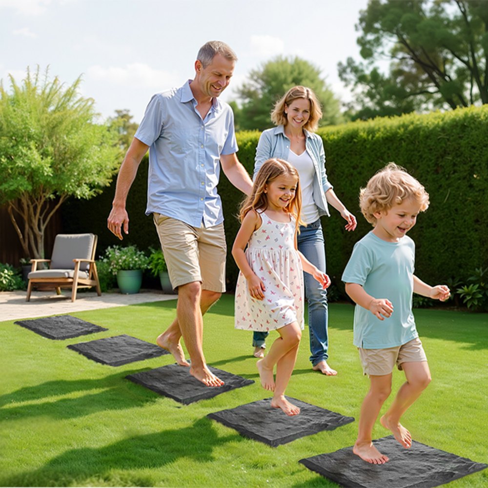 VEVOR Garden Stepping Stones, 8Pcs 15.5 x 15.5 in, Decorative Stepping Stones with Stakes, Weather-Resistant Plastic