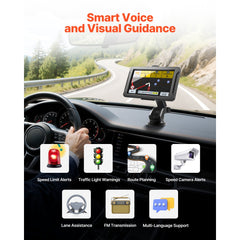 VEVOR GPS Navigator for Car, 7 inch Touch Screen 16GB GPS Navigation System with Built-in Dash Cam, Voice Turn-by-Turn