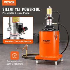VEVOR Grease Pump, 5 Gallon 20L, Air Operated Grease Pump with 13 ft High Pressure Hose and Grease Gun, Pneumatic
