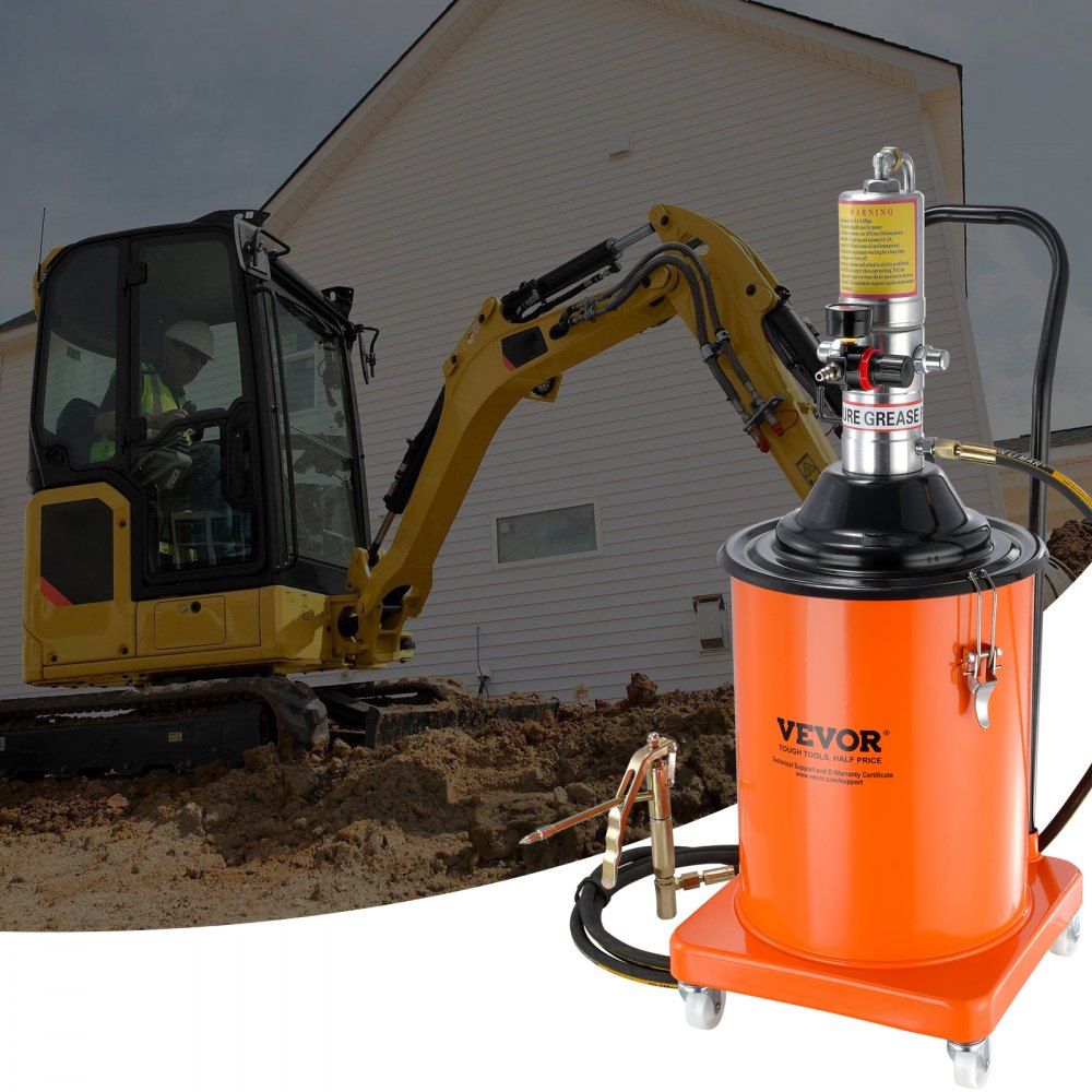 VEVOR Grease Pump, 5 Gallon 20L, Air Operated Grease Pump with 13 ft High Pressure Hose and Grease Gun, Pneumatic