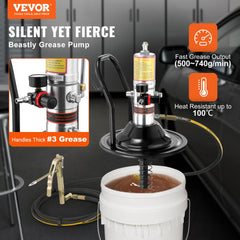 VEVOR Grease Pump, 50:1 Pressure Ratio Air Operated Grease Pump with 13 ft High Pressure Hose and Grease Gun, Pneumatic