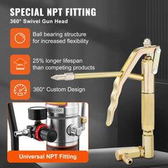 VEVOR Grease Pump, 50:1 Pressure Ratio Air Operated Grease Pump with 13 ft High Pressure Hose and Grease Gun, Pneumatic