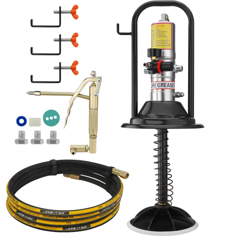 VEVOR Grease Pump, 50:1 Pressure Ratio Air Operated Grease Pump with 13 ft High Pressure Hose and Grease Gun, Pneumatic