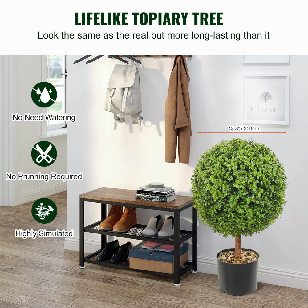 VEVOR 2x Artificial Boxwood Ball Ø40,6cm Garden Deco Boxwood in Flowerpot Ball Artificial Boxwood Ball Artificial Plant