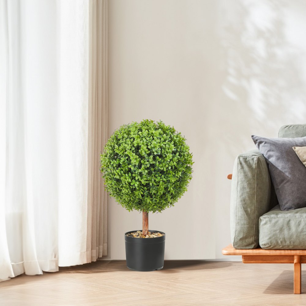 VEVOR 2x Artificial Boxwood Ball Ø40,6cm Garden Deco Boxwood in Flowerpot Ball Artificial Boxwood Ball Artificial Plant