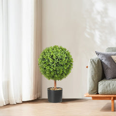 VEVOR 2x Artificial Boxwood Ball Ø40,6cm Garden Deco Boxwood in Flowerpot Ball Artificial Boxwood Ball Artificial Plant