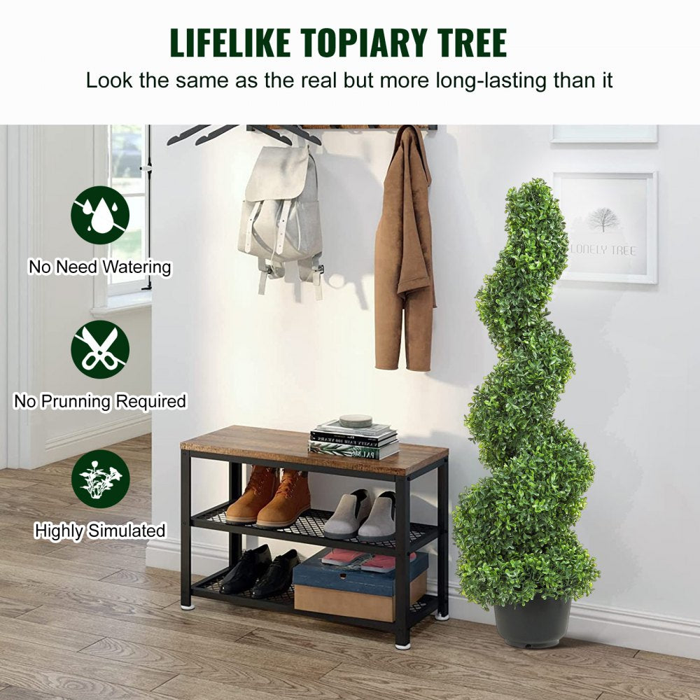 VEVOR 2 pcs. Artificial Boxwood Tower Topiary Spiral Artificial Plant 91cm high Decorative Plant Green Plastic PE Iron