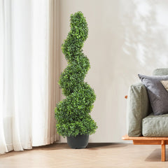 VEVOR 2 pcs. Artificial Boxwood Tower Topiary Spiral Artificial Plant 91cm high Decorative Plant Green Plastic PE Iron