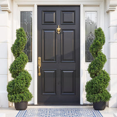 VEVOR 2 pcs. Artificial Boxwood Tower Topiary Spiral Artificial Plant 91cm high Decorative Plant Green Plastic PE Iron