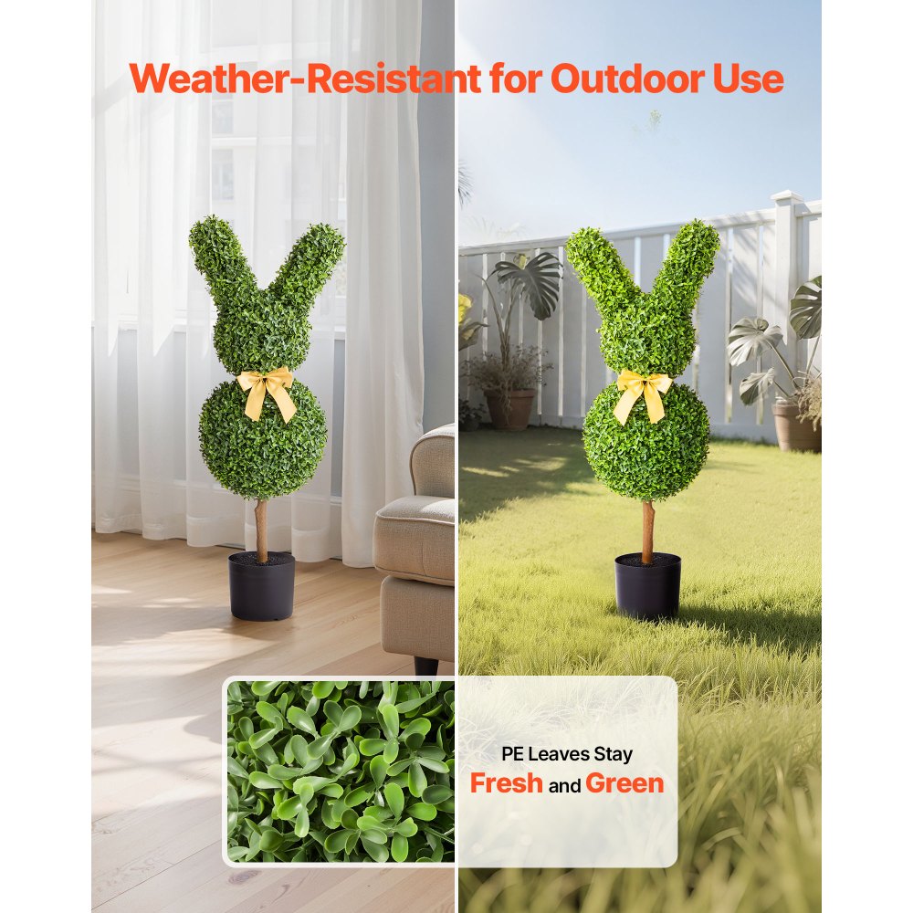 VEVOR Artificial Topiary Bunny-Shape Boxwood Ball, 2 Set 36 inch Faux Boxwood Plant Balls, Fake Silk Tree Look Real