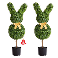 VEVOR Artificial Topiary Bunny-Shape Boxwood Ball, 2 Set 36 inch Faux Boxwood Plant Balls, Fake Silk Tree Look Real