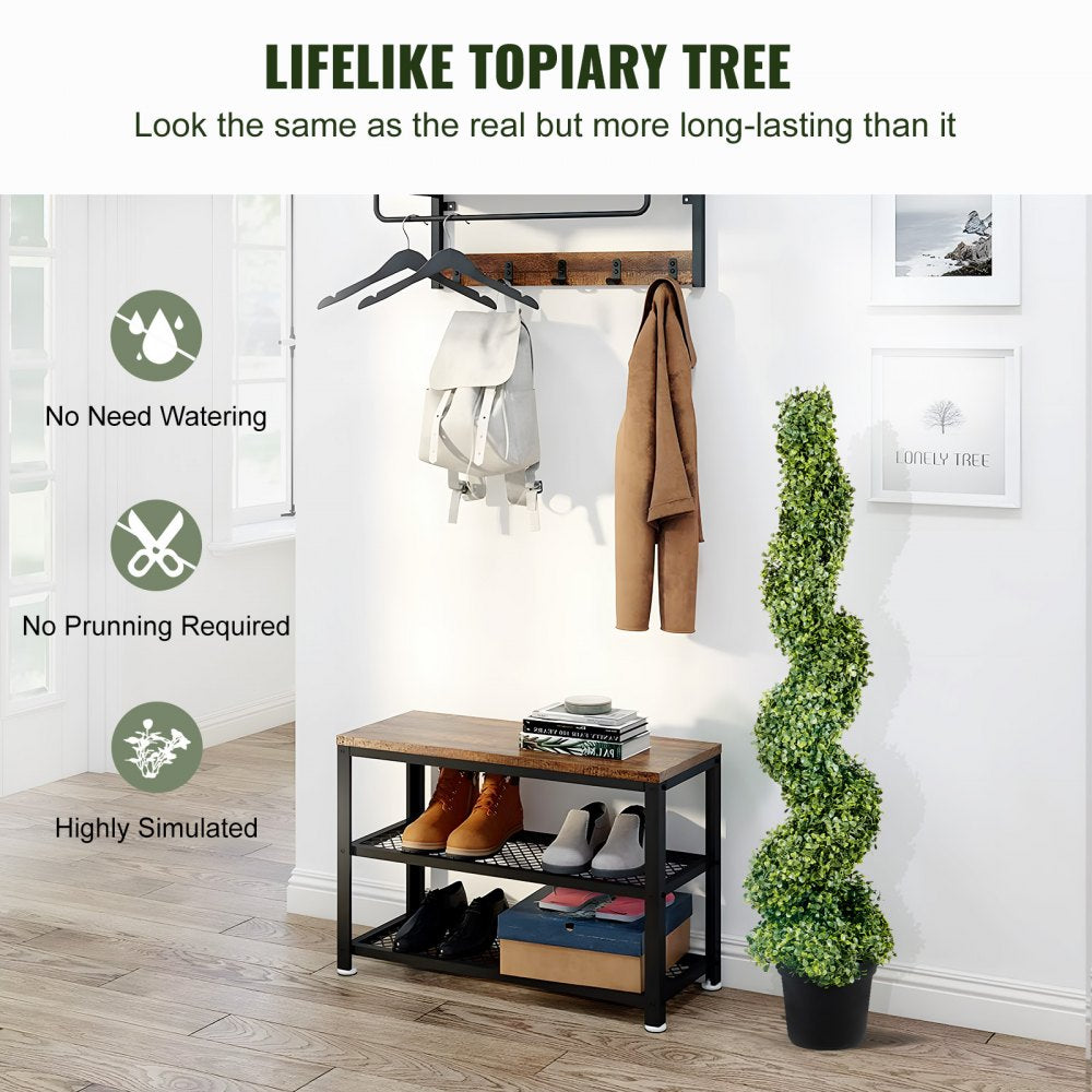 VEVOR 2 pcs. Artificial Boxwood Tower Topiary Spiral Artificial Plant 122cm high Decorative Plant Green Plastic PE Iron