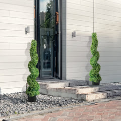 VEVOR 2 pcs. Artificial Boxwood Tower Topiary Spiral Artificial Plant 122cm high Decorative Plant Green Plastic PE Iron