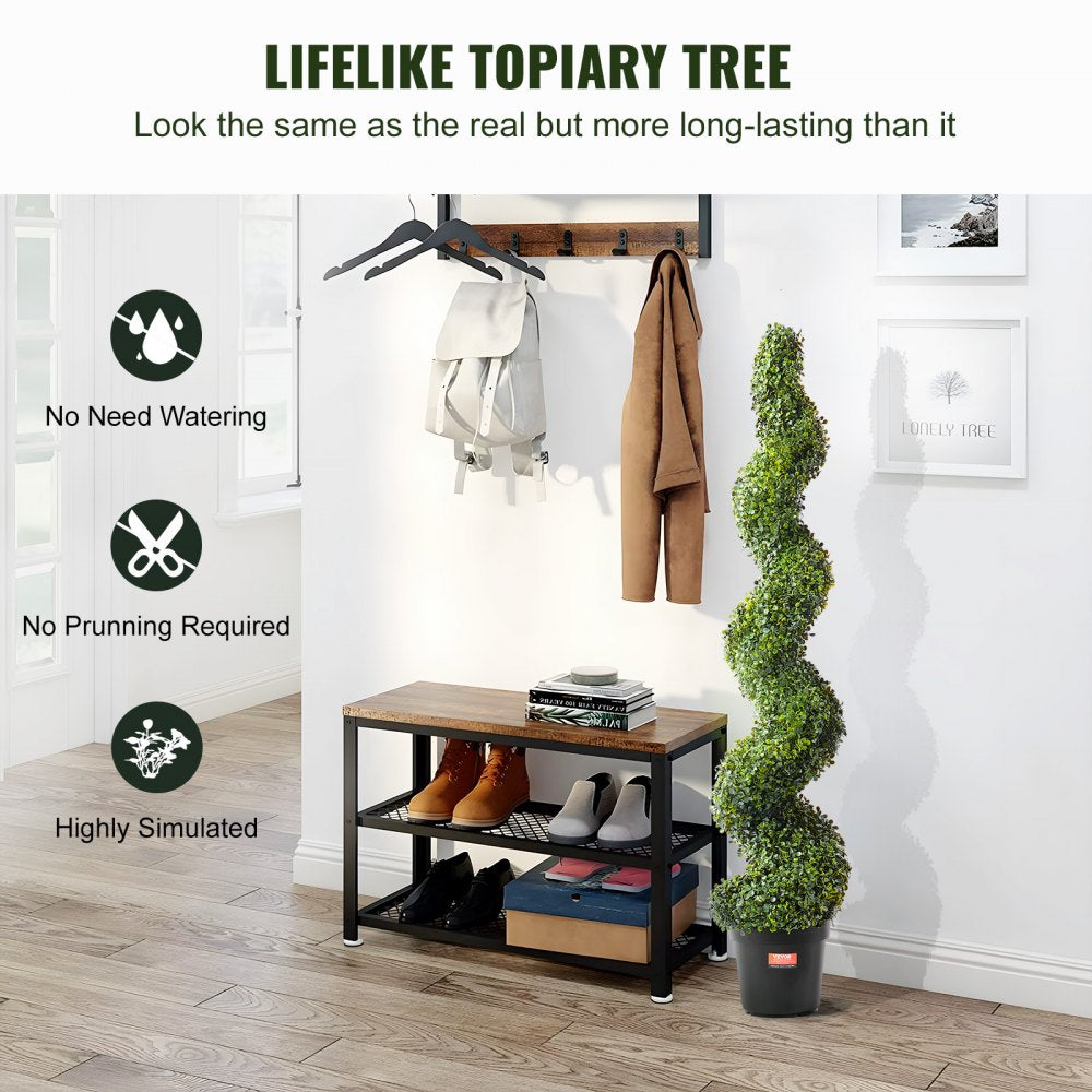 VEVOR Artificial Boxwood Topiary Tree, 60 inch Tall (2 Pieces), Spiral Faux Topiary Trees, Faux Plant w/ Extra Leaves &