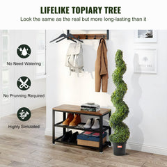 VEVOR Artificial Boxwood Topiary Tree, 60 inch Tall (2 Pieces), Spiral Faux Topiary Trees, Faux Plant w/ Extra Leaves &