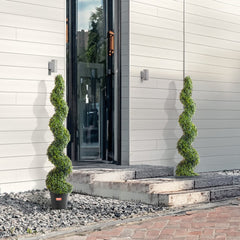 VEVOR Artificial Boxwood Topiary Tree, 60 inch Tall (2 Pieces), Spiral Faux Topiary Trees, Faux Plant w/ Extra Leaves &