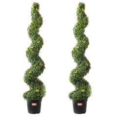 VEVOR Artificial Boxwood Topiary Tree, 60 inch Tall (2 Pieces), Spiral Faux Topiary Trees, Faux Plant w/ Extra Leaves &