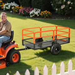 VEVOR Garden Utility Trailer, 22 Cu. Ft. & 1600lbs, ATV UTV Trailer, Tow Behind Steel Dump Trailers, Removable Rear