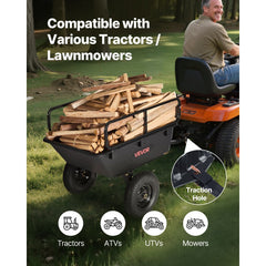 VEVOR Garden Utility Trailer, 10 Cu. Ft 500lbs, ATV UTV Hauling Trailer, Tow Behind Poly Dump Cart with 16" Tires, Hand