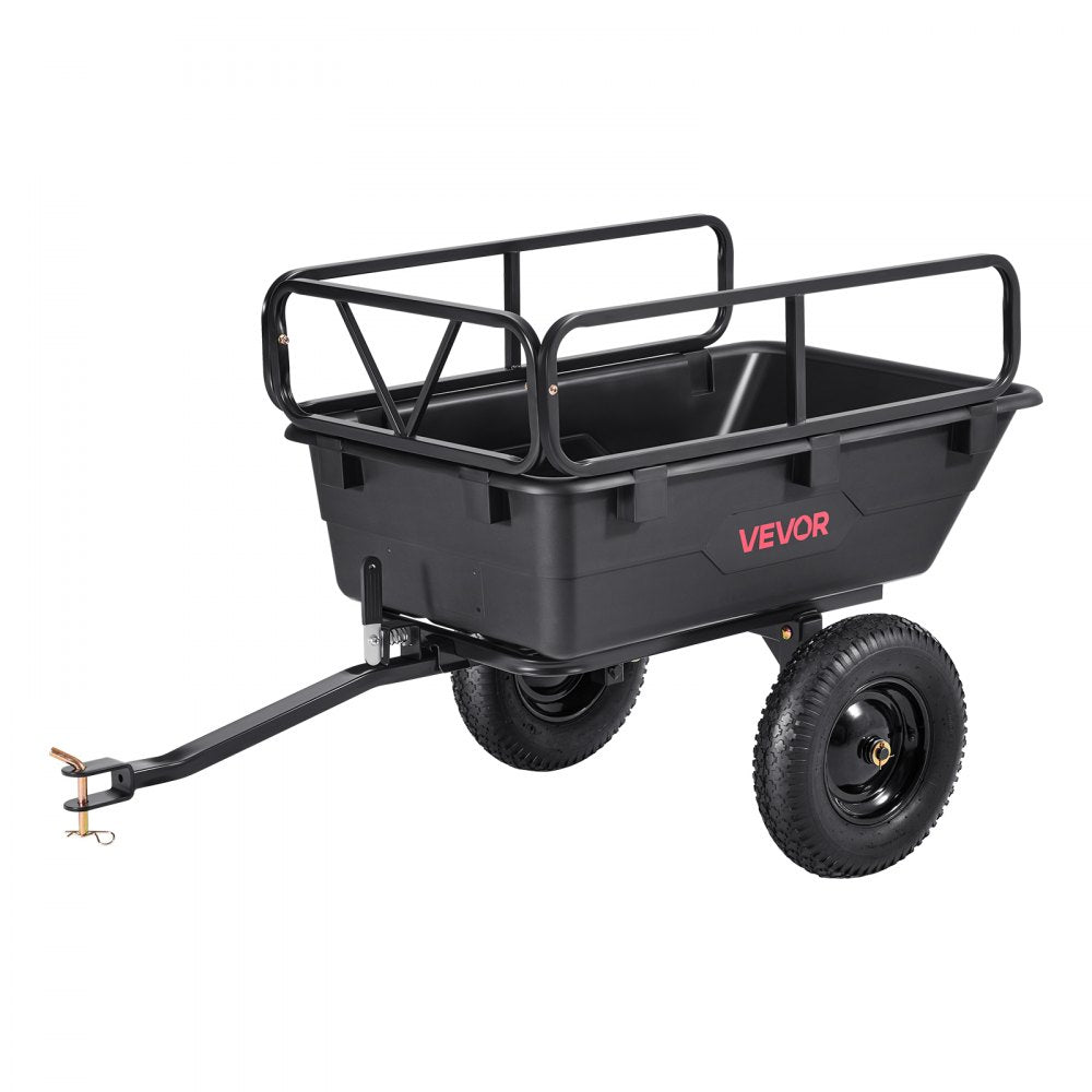 VEVOR Garden Utility Trailer, 10 Cu. Ft 500lbs, ATV UTV Hauling Trailer, Tow Behind Poly Dump Cart with 16" Tires, Hand