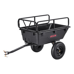 VEVOR Garden Utility Trailer, 10 Cu. Ft 500lbs, ATV UTV Hauling Trailer, Tow Behind Poly Dump Cart with 16" Tires, Hand