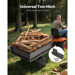 VEVOR Garden Utility Trailer, 10 Cu. Ft & 500lbs Capacity, ATV UTV Hauling Trailer, Tow Behind Steel Dump Cart with 14"