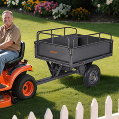 VEVOR Garden Utility Trailer, 10 Cu. Ft & 500lbs Capacity, ATV UTV Hauling Trailer, Tow Behind Steel Dump Cart with 14"