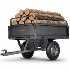 VEVOR Garden Utility Trailer, 10 Cu. Ft & 500lbs Capacity, ATV UTV Hauling Trailer, Tow Behind Steel Dump Cart with 14"