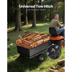 VEVOR Garden Utility Trailer, 17 Cu. Ft & 600lbs Capacity, ATV UTV Hauling Trailer, Tow Behind Steel Dump Cart with 16"