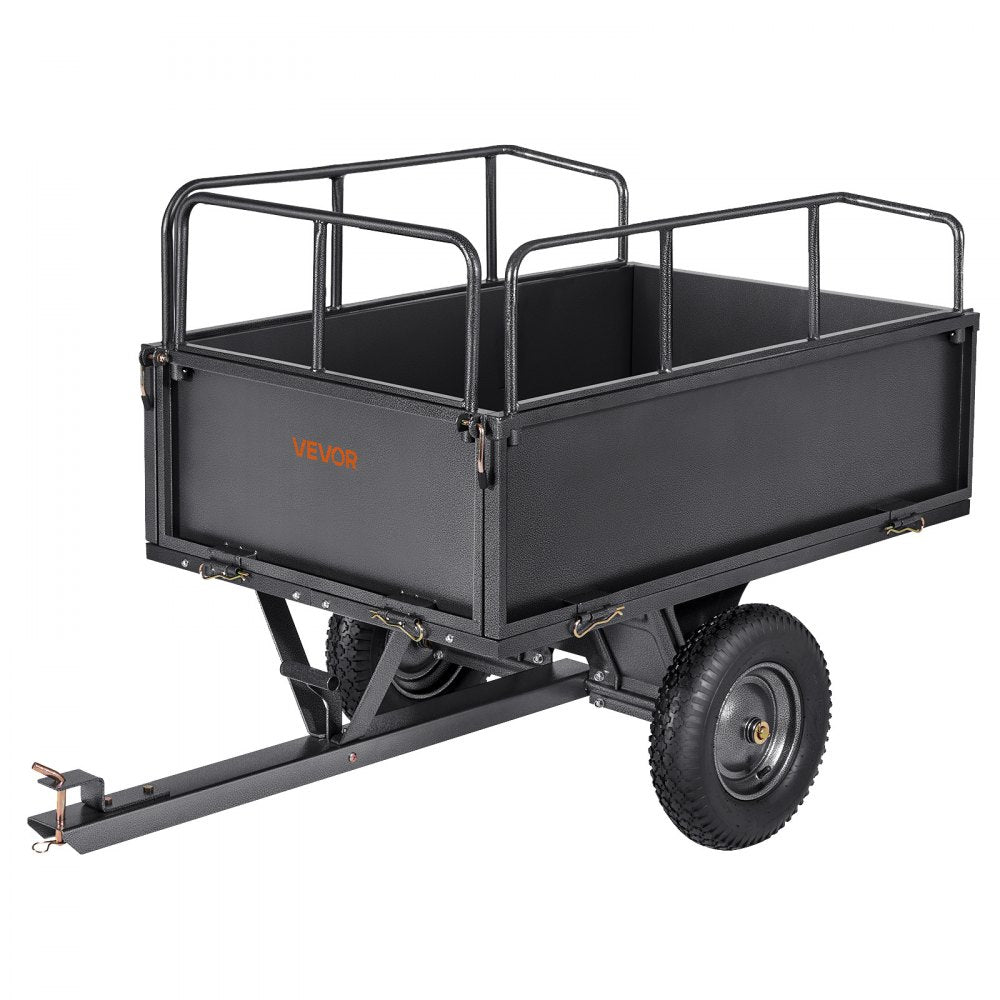 VEVOR Garden Utility Trailer, 17 Cu. Ft & 600lbs Capacity, ATV UTV Hauling Trailer, Tow Behind Steel Dump Cart with 16"