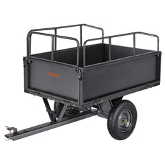 VEVOR Garden Utility Trailer, 17 Cu. Ft & 600lbs Capacity, ATV UTV Hauling Trailer, Tow Behind Steel Dump Cart with 16"