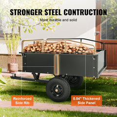 VEVOR Heavy Duty ATV Trailer Steel Dump Cart, 750-Pound 15 Cubic Feet, Garden Utility Trailer with Removable Sides for