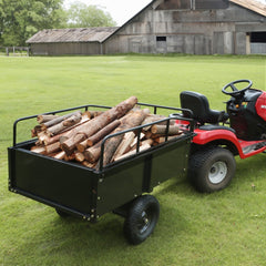 VEVOR Heavy Duty ATV Trailer Steel Dump Cart, 750-Pound 15 Cubic Feet, Garden Utility Trailer with Removable Sides for