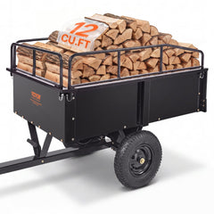 VEVOR Heavy Duty ATV Trailer Steel Dump Cart, 750-Pound 15 Cubic Feet, Garden Utility Trailer with Removable Sides for