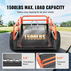 VEVOR Heavy Duty Steel ATV Dump Trailer, 1500-Pound Load Capacity 15 Cubic Feet, Tow Behind Dump Cart Garden Trailer