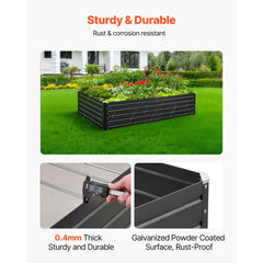 VEVOR Metal Raised Garden Bed, 6.7 x 3 x 1.5 ft Outdoor Galvalume Planter Garden Box, Open Bottom Design, Large Planter