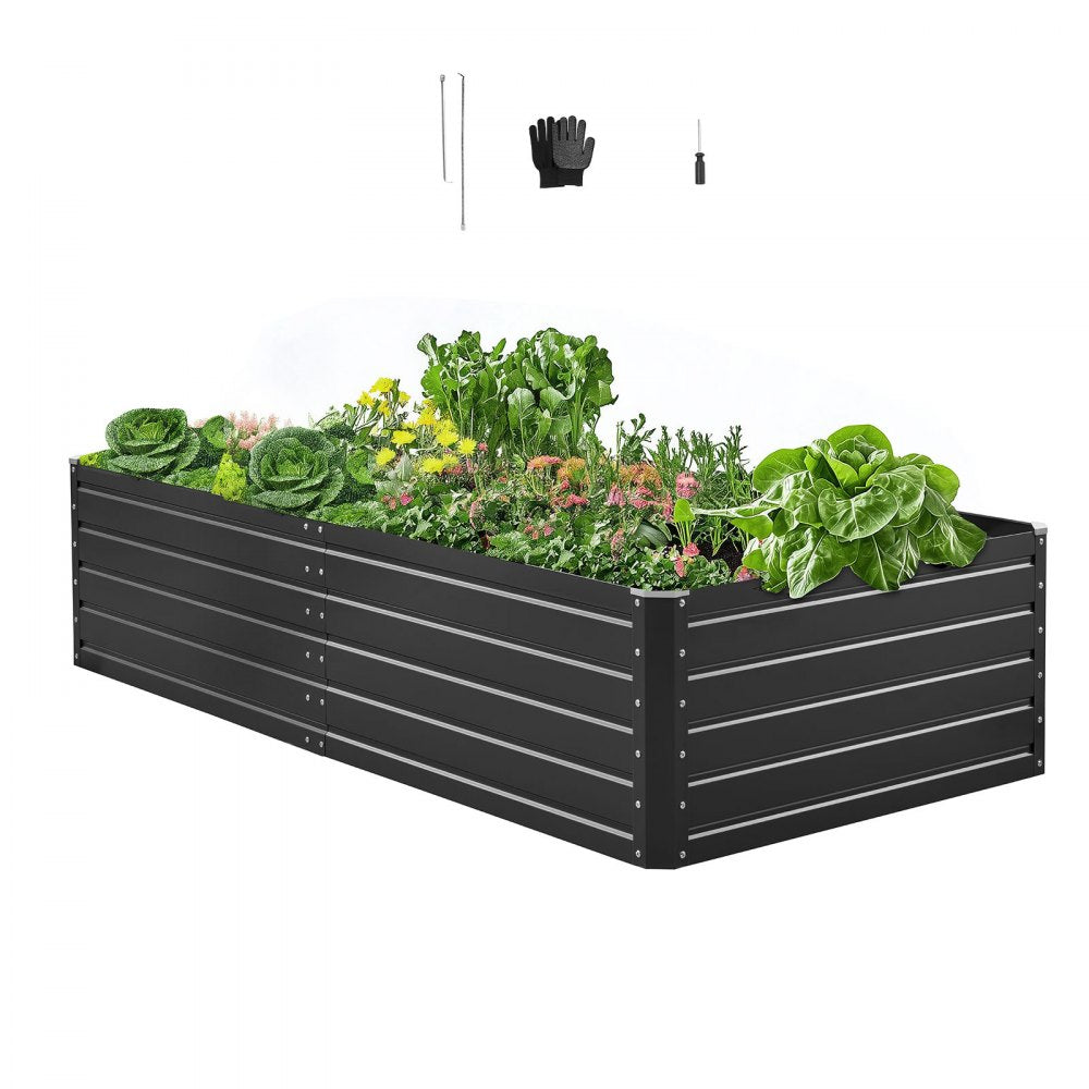 VEVOR Metal Raised Garden Bed, 6.7 x 3 x 1.5 ft Outdoor Galvalume Planter Garden Box, Open Bottom Design, Large Planter