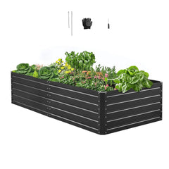 VEVOR Metal Raised Garden Bed, 6.7 x 3 x 1.5 ft Outdoor Galvalume Planter Garden Box, Open Bottom Design, Large Planter