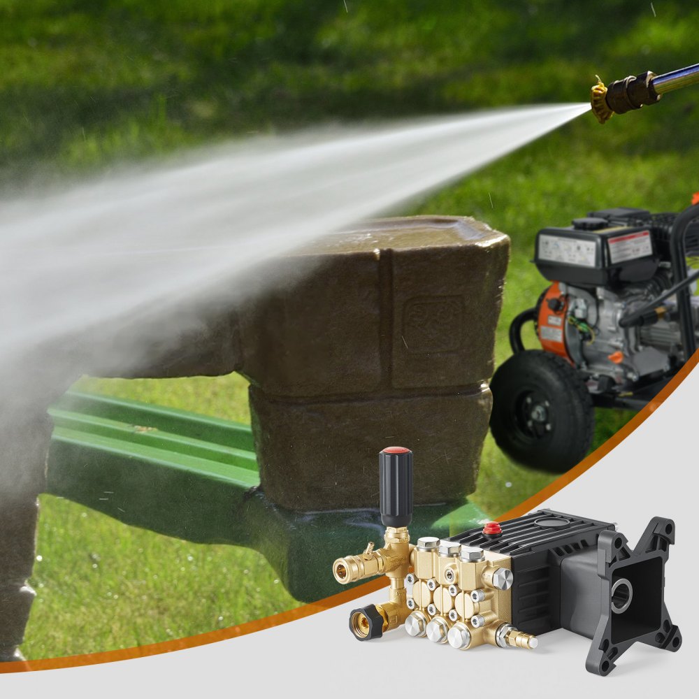 VEVOR Pressure Washer Pump, 1" Shaft Horizontal Triplex Plunger, 3600 PSI, 3.7 GPM, Replacement Power Washer Pumps Kit