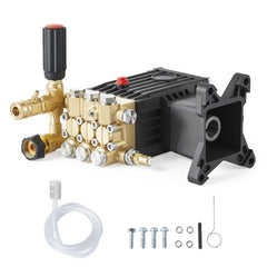 VEVOR Pressure Washer Pump, 1" Shaft Horizontal Triplex Plunger, 3600 PSI, 3.7 GPM, Replacement Power Washer Pumps Kit