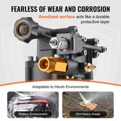 VEVOR Pressure Washer Pump, 3/4" Shaft Horizontal, 3500 PSI, 2.5GPM, Replacement Power Washer Pumps Kit with 5 Nozzles