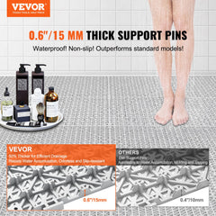 VEVOR Modular Interlocking Cushion, 12 Pack 12" x 12" Splicing Drainage Mats, Soft PVC Interlocking Drainage Floor