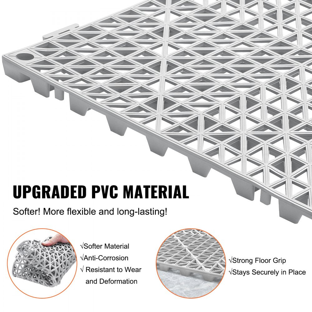 VEVOR Modular Interlocking Cushion, 12 Pack 12" x 12" Splicing Drainage Mats, Soft PVC Interlocking Drainage Floor