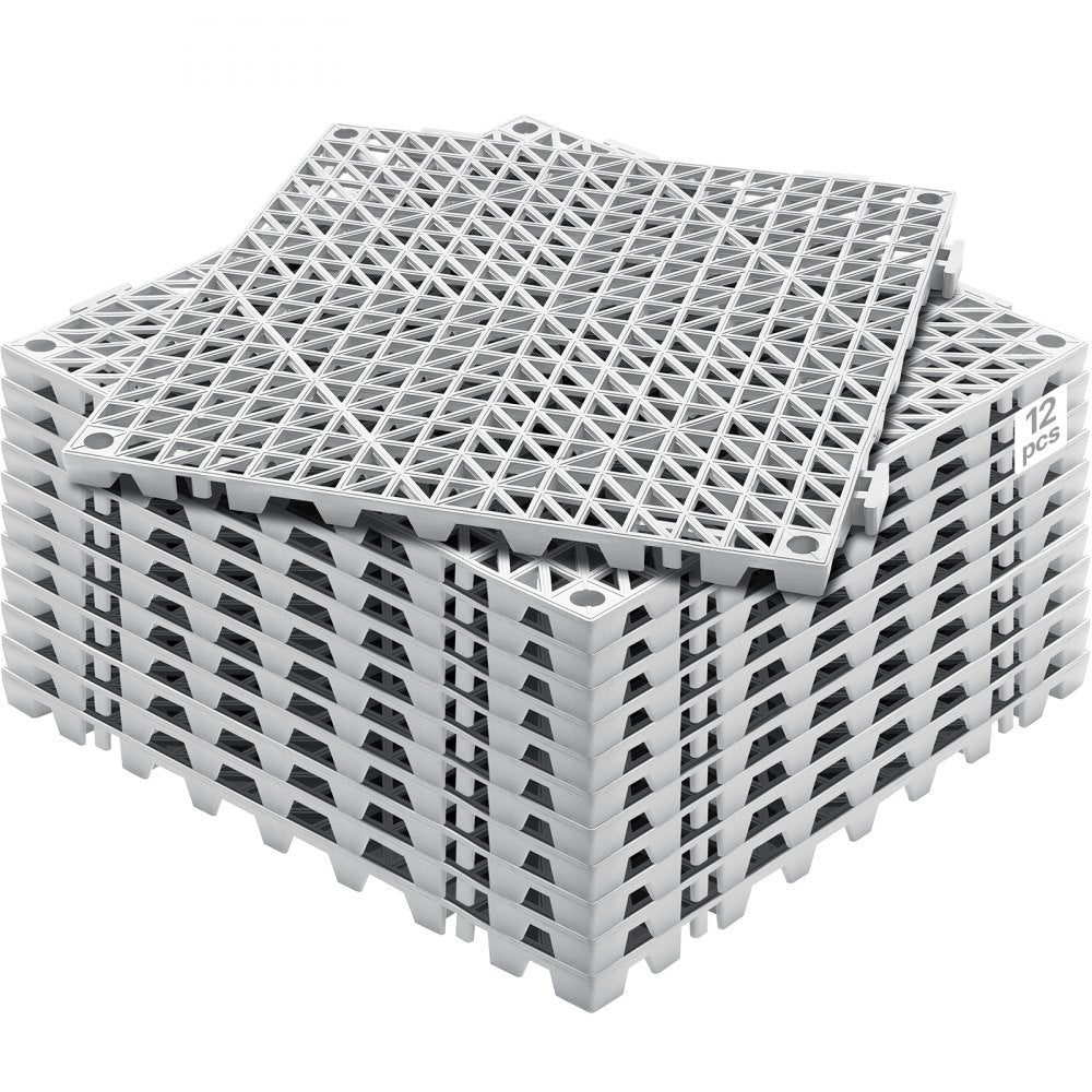 VEVOR Modular Interlocking Cushion, 12 Pack 12" x 12" Splicing Drainage Mats, Soft PVC Interlocking Drainage Floor
