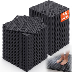 VEVOR Interlocking Tile 55PCS Black, Drainage Tiles 12" x 12" Splicing, Soft PVC Interlocking Drainage Floor Tiles
